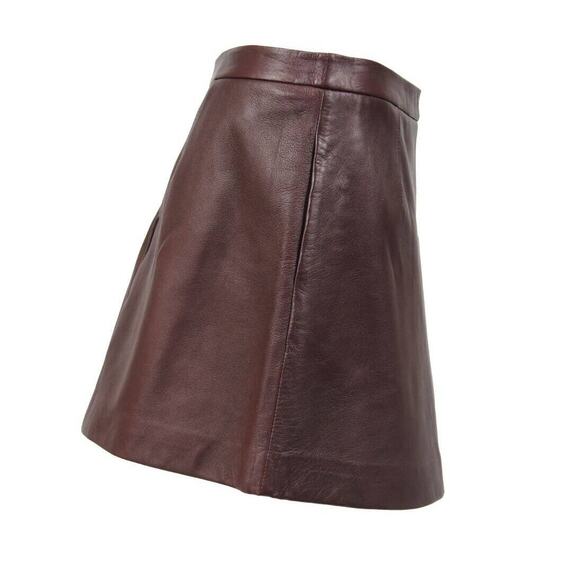 Vince Maroon Genuine Leather Skirt | Size 10 - Picture 4 of 5